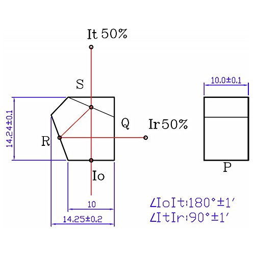 Prism Lens PL1460 - Beam Splitter Penta Prism (1'), 1 PCS - Optical Component, Optics and Crystal, Science Classroom Optics Kits, Optics Lens