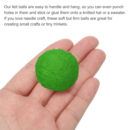 PATIKIL Wool Felt Balls Beads Wool Felting Pom 3.1cm 31mm Green for Home Crafts Handcrafts Project DIY Pack of 10 - color: Green