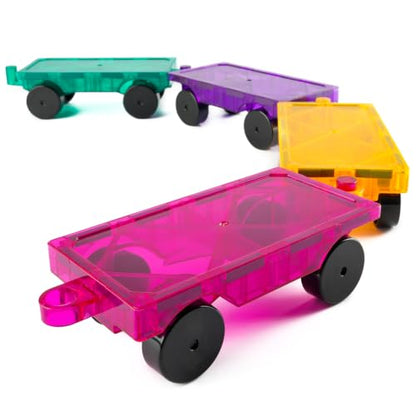 Bmag 4 PCS Magnetic Tiles Car Base Accessories, Compatible with Most Standard Magnetic Building Tiles, Sealed Magnet Car Bases, STEM Building Expansion Kit for Kids Aged 3+ - size: 4 cars