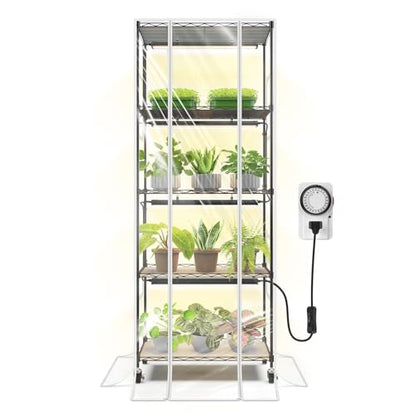 Barrina CX91Z Indoor Greenhouse with Grow Lights 5-Tier 100W 23.6x13.8x59IN - color: Yellow-CX91Z, size: 23.6x13.8x59IN w/ Tent