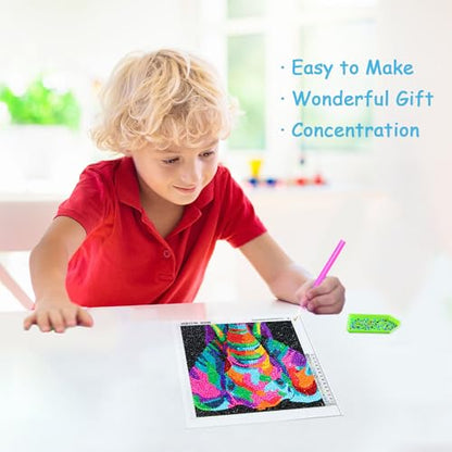 Libfx Diamond Art Kits for Kids with Frame Diamond Art for Girls Boys Beginners Arts and Crafts Birthday Gifts (Elephant) - color: Elephant