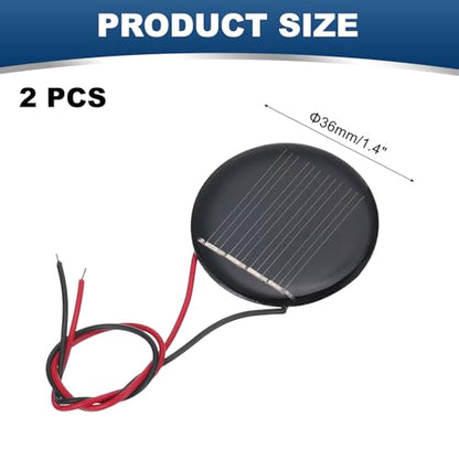MECCANIXITY 2 Pcs 2V 0.07W 35mA Mini Solar Panels, Small Polycrystalline Solar Cell Panel with 2 Cable for DIY Electric Toy Materials Kits Charger, 36mm Dia - style: 2V 0.07W 35mA