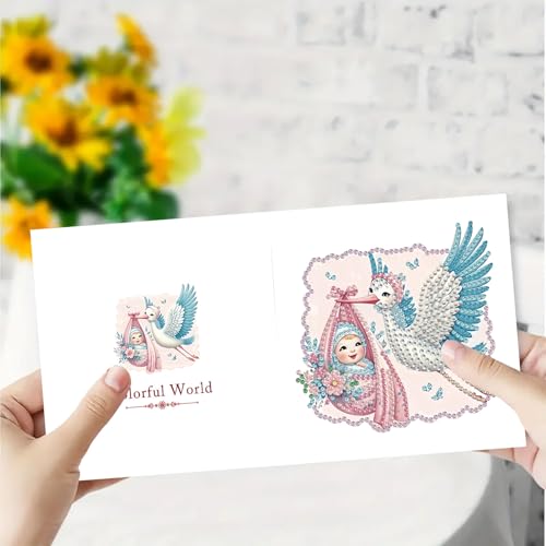 DDGYP 6 PCS Diamond Art Painting Greeting Cards with Envelopes,5.9x11.81In - color: whitege