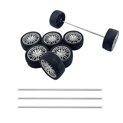 8PCS Toy Car Wheel RC Car Rubber Tire Wheel with Metal Shaft Axles for RC Car Truck DIY Model Toy Building Projects (3x35mm) - style: 3x35mm