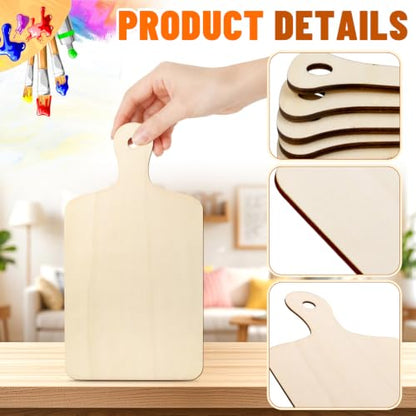 Vmiapxo 24 Pack Unfinished Wood Cutting Board Craft with Handle, Wooden Paddle Cheese Bread Board Set Chopping Board Serving Tray for Craft DIY Christmas Home Kitchen Cooking Decor (11.8" x 6.3") - size: 11.8" x 6.3"