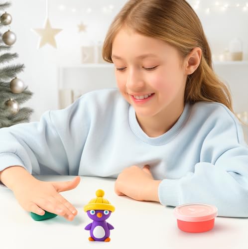 HEY CLAY Set - Colourful Modeling Air Dry Clay Kit for Kids 15 cans and Sculpting Tools with Fun Interactive Instructions App - Children 3+ (Winter Holidays) - color: Winter Holidays