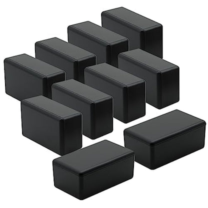 LeMotech Project Box 10 Pieces ABS Plastic Electrical Project Case Small Junction Box for Electronics Black 2.4 x 1.4 x 1 inch (61 x 36 x 25 mm) - size: 2.40" x 1.42" x 1.0"(10pc)