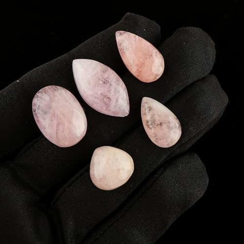 CRYSTALIS Wholesale 5pcs Natural Morganite Loose Gemstone Bulk Cabochons Jewelry Making Supply, Chakra & Healing Polished Stones, Wire Wrapping, DIY, Gem Collection