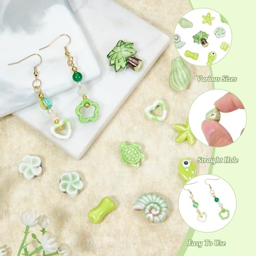 Green Ceramic Beads for Jewelry Making, 50Pcs - color: Lime Green