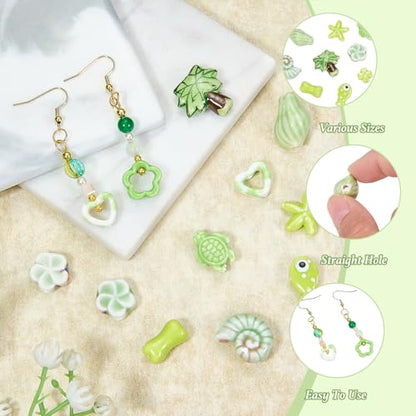 Green Ceramic Beads for Jewelry Making, 50Pcs - color: Lime Green