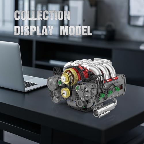 NUTCRACKER Flat Engine Building Set, V8 Model Engine Kit, Mini Engine Scale Model with Motor That Works, DIY STEM Project Building Toy, Creative Birthday Gift for Adult Boys 14+ (2375 Pieces)