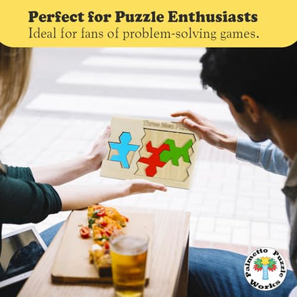Three Men Wooden Brain Teaser Game Shape Challenge for Ages 14+ Educational Logic Game for Teens Adults STEM Wooden Puzzle Toy for Classroom