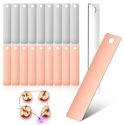 Amosfun 20Pcs Pure Copper Zinc Anode Set Electroplating Sheets Strips for Science Experiments DIY Educational Projects Home School Learning