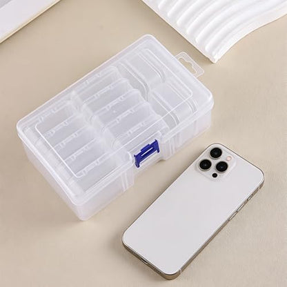 SUTOKAKA 14Pcs Small Bead Organizers with Plastic Storage Box, Mini Clear Jewelry Bead Container, Small Components Holder Case for DIY Nail Art, Bracelet & Earring Crafting - size: 14S+1L