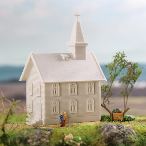 N Scale Model Blank Church Kit Unassembled House for Model Train Layout Diorama JZN5875JJ (Church-1PC) - style: Church-1PC