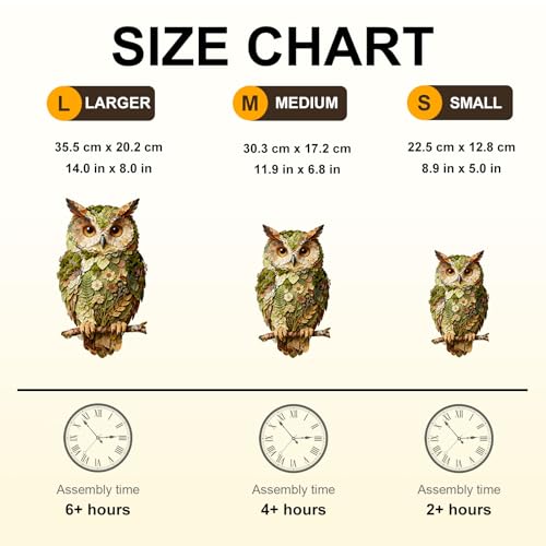 Wooden Puzzles for Adults, 8.9 × 5 in 70 pcs Leaf Owl Wood Puzzles - color: Leaf Owl, size: Small
