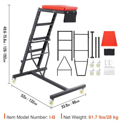 VEVOR Top Automotive Creeper, with Adjustable Height 49.6" to 75.6", 400 LBS Capacity High Creeper, 4 Swivel Caster Wheels, Heavy Duty Creeper for Auto Repair and Maintenance - size: 48-76 inch, style: I
