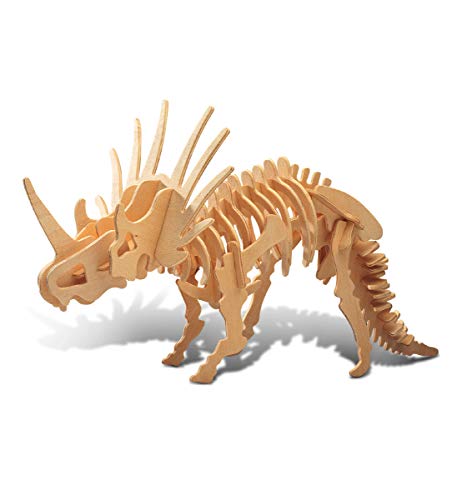 Puzzled 3D Puzzle Styracosaurus Dinosaur Wooden Construction Kit, 41 Pieces