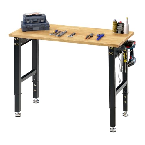 SPECRAFT Adjustable Black Heavy-Duty Workbench - color: Black, size: Standard/44"x20"