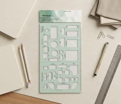 Printtoo Furniture Layout Stencil, 2mm Acrylic Reusable Interior Design Template with Bed, Sofa, Table, Kitchen & Living Room Symbols for Architecture Floor Plans, Drafting and Home Planning - color: Series-PRTD-2837A