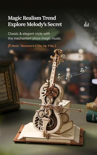 ROBOTIME AMK63 Magic Cello Adults 3D Puzzles -3D Wooden Puzzles for Adults - Wooden Music Box Puzzle to Build - Unique Music Gift Hobby Kits