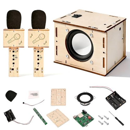 STEM Projects Karaoke Machine Toys Science Kits for Kids Age 8-12 Stem Building Kits Building Your Own DIY Electronics Kit with Bluetooth Speaker 2 Wireless Microphones Gifts for Teen Girls Boys