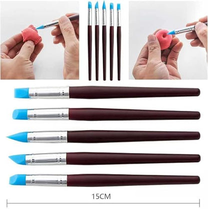 24Pcs Clay Sculpting Tool Set, Polymer Clay Kit with Ball Stylus Pens, Silicone Sculpting Brushes, Wooden Carving Tools & Smoothing Sponge, Professional Pottery Modeling Tools for Ceramic& DIY Crafts - color: 24Pcs