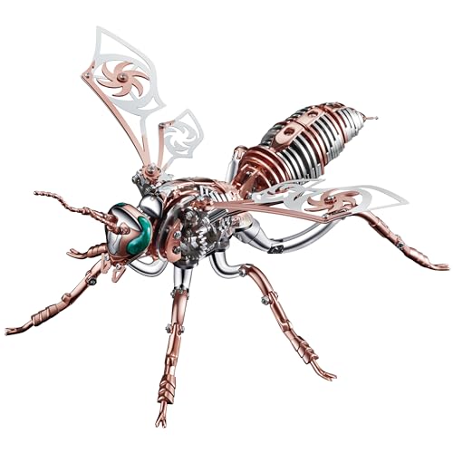 3D Metal Wasp Puzzles for Adults Model Kits Mechanical Building Blocks Difficult DIY Assembly for Men - style: 3D Metal Wasp-Rose Golden
