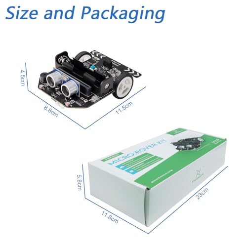Freenove Micro:Rover Kit for BBC micro:bit (Not Included, Works with V1 & V2), Obstacle Avoidance, Light-tracing, Line-tracking, Remote Control, Playing Melody, Colorful lights, Blocks and Python Code - color: Without Micro:bit