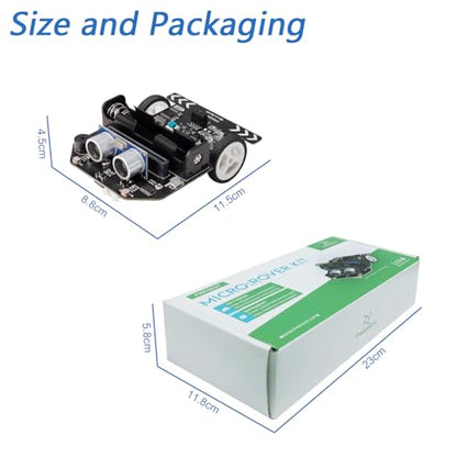 Freenove Micro:Rover Kit for BBC micro:bit (Not Included, Works with V1 & V2), Obstacle Avoidance, Light-tracing, Line-tracking, Remote Control, Playing Melody, Colorful lights, Blocks and Python Code - color: Without Micro:bit
