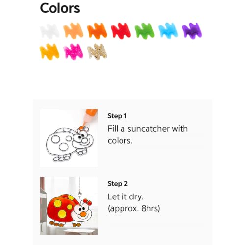 AMOS Sun Deco Window Art Kit for Kids — 10.5 ml x 10 Colors — 12 Small Gold Outline Suncatchers (Constellations), DIY Kids Arts and Crafts