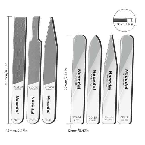 7pcs Hobby Model Glass File Kit for Gunpla, Scale Model 3D Print Polishing Tool #10000 Grit Ultra Fine Glass Mirror Sanding Files for Gundam Buidling, Plastic, Wood & Resin Parts - style: 7pcs Complete Kit