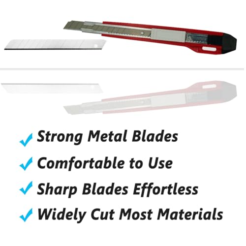 9mm Snap Off Utility Knife High Hardness Retractable Box Cutters with 30 Pcs Snap Off Blades,Pack 3 Art Craft Hobby Cutter 9mm Knife for Home Warehouse Office Workstation,Red - color: Red
