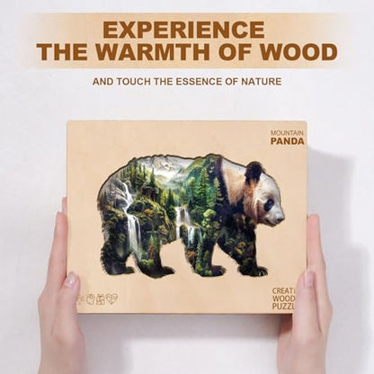 Mountain Panda Puzzles Adults Gifts for Women Men Wooden 85 Pieces 8.6 * 5.6in - color: Mountain Panda, size: Small