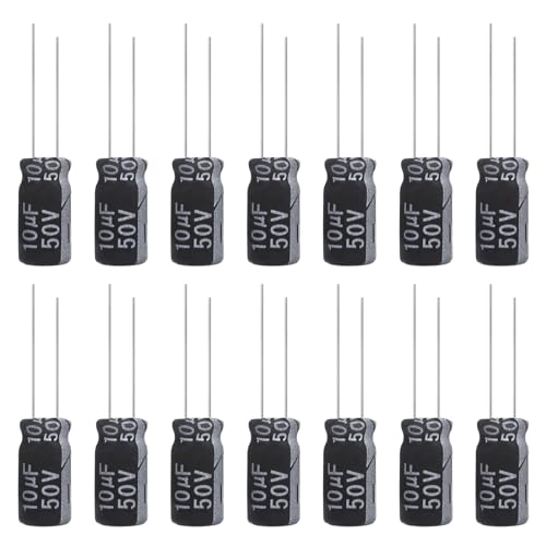 10uF 50V 5x11mm Electrolytic Capacitor 10 UF MFD 50 Volt 0.2x0.43in Aluminum Capacitors (Pack of 15) - style: 10uF 50V 5x11MM