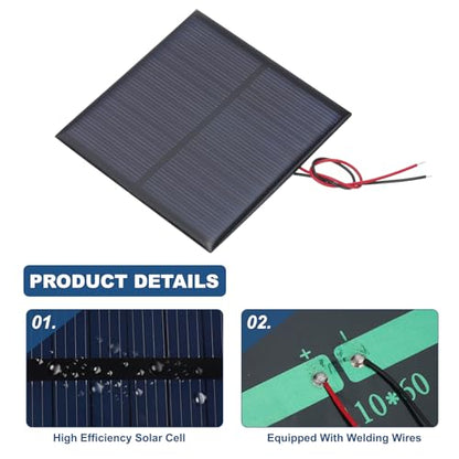 MECCANIXITY 2 Pcs 6V 0.9W 150mA Mini Solar Panels, Small Polycrystalline Solar Cell Panel with 2 Cable for DIY Electric Toy Materials Kits Charger, 80mm x 80mm - style: 6V 0.9W 150mA