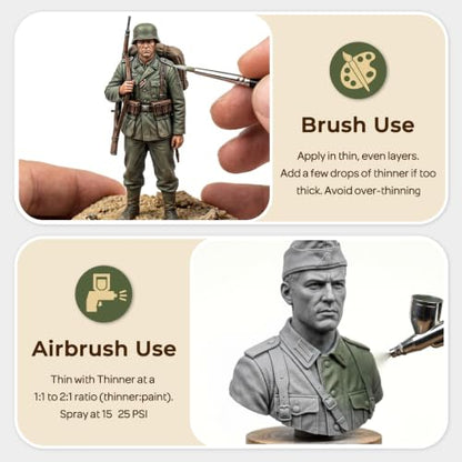 Nicpro 10 Colors WWII German Infantry Model Paint Set, 20ml Military Figure - style: WWII German Infantry