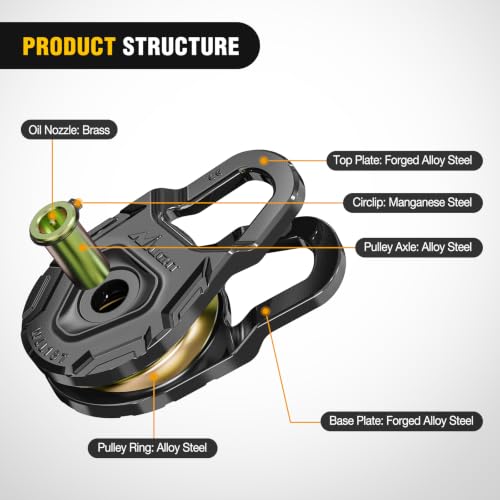Nilight Forged Snatch Block 18 Ton Winch Pulley System E-Coated Rustproof - color: Heavy‑Duty Upgraded Winch Snatch Block 18T