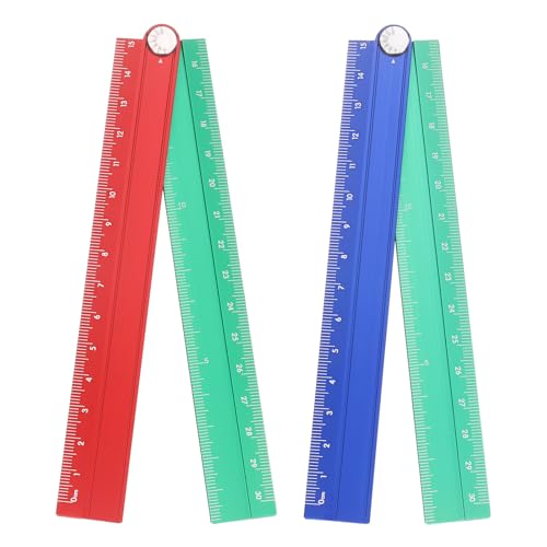HARFINGTON 2pcs Folding Straight Ruler 30cm Metric Blue Green/Red Green - color: Blue Green/Red Green