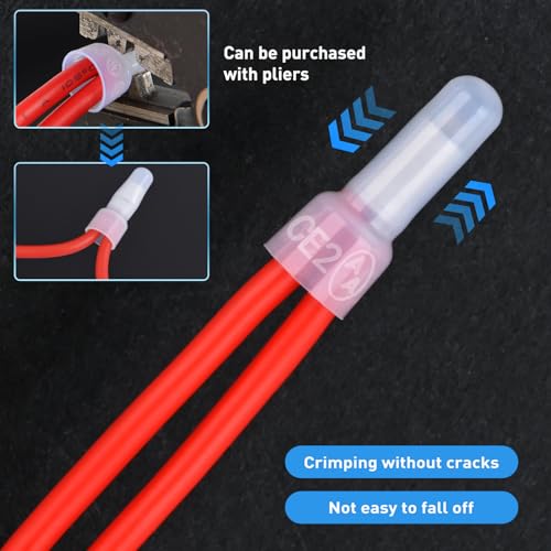 Nilight 300PCS CE2 Closed End Crimp Terminal 16-14 Gauge Nylon Insulated - color: 300PCS 16-14# Terminals