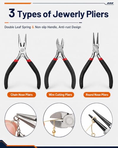Jewelry Making Kit - Jewelry Repair Tools with Pliers, Beading & Craft Wire