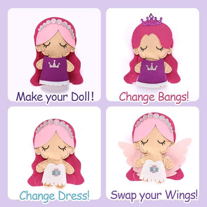 Cymbana Kids Sewing Kit, Make Your Own 5 Princess Felt Crafts Set for Girls - color: Princess