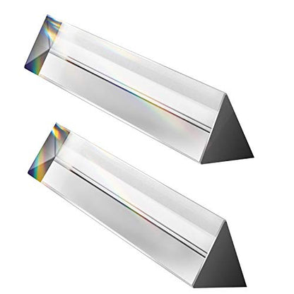 2 Pack 6-inch Crystal Optical Glass Triangular Prism