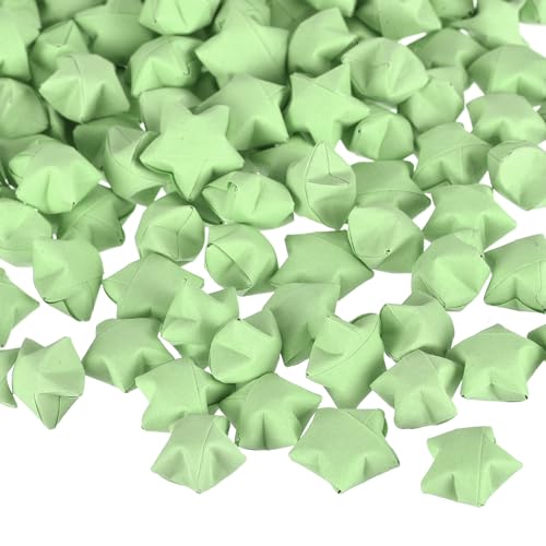 MECCANIXITY 136pcs Pre-made Origami Lucky Stars Paper Wishing Star Pale Green for Best Wish Christmas Party Wedding Valentine's Day Girl Friends Gift - color: Pale Green