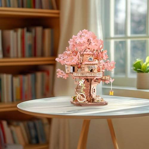 Rolife 3D Puzzles for Adults, Cherry Blossom Bonsai Tree Plants, Japanese Sakura Tree House Flowers Building Set for Adults for Table Toys & Home Decor, Creative Birthday Gift for Girls&Boys (535 PCS)
