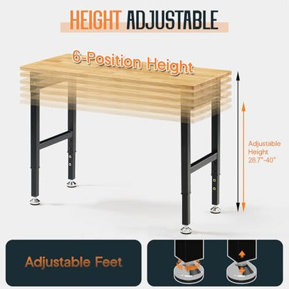 SPECRAFT Adjustable Black Heavy-Duty Workbench - color: Black, size: Standard/44"x20"