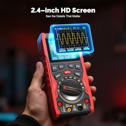3-in-1 Handheld Oscilloscope Multimeter with Signal Generator, 12MHz Bandwidth 50MS/s Portable Digital Oscilloscope Multimeter, True RMS Auto-Ranging, 1500mAh Battery for Electronics Repair - size: HO-13