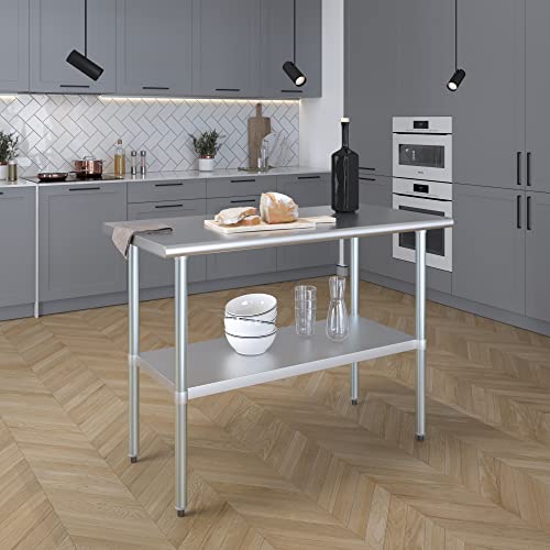 AmGood 24 in. x 48 in. Stainless Steel Work Table | Metal Kitchen Food Prep Table | NSF - size: 48 in. Long x 24 in. Deep without Wheels