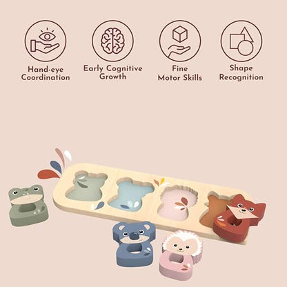 SPEEDY MONKEY Wooden Animal Puzzle | Kids Shape Sorter Puzzle Learning Toy - color: Animal Puzzle