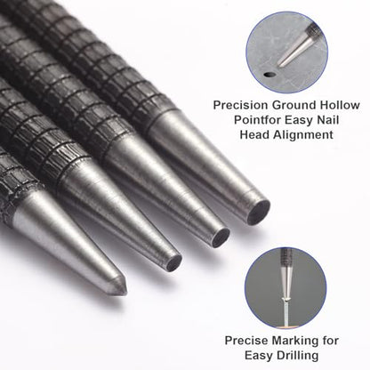 4-Piece Center Punch Set with Sizes 1/32"-4/32"